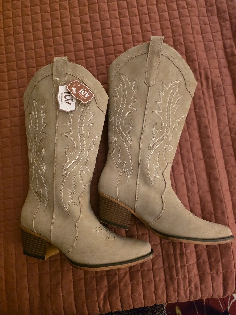 Taupe Western Style Women’s Heeled Cowboy Boots